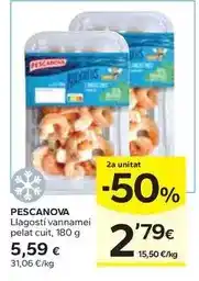 Caprabo Pescanova - llagostí vannamei pelat cuit oferta