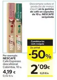 Caprabo Nescafé - cafe espresso descafeiinat colombia oferta