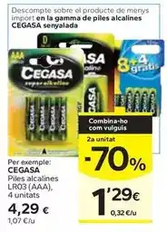 Caprabo Cegasa - piles alcalines lr03 oferta
