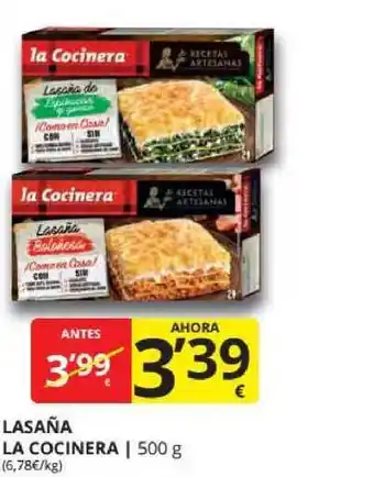 Supermercados MAS La Cocinera Lasaña 500g oferta