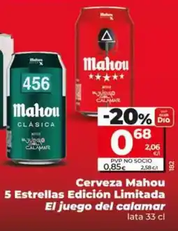 Dia Mahou - cerveza 5 estrellas edición limitada el juego del calamar oferta