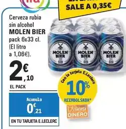 E.Leclerc Molen bier - cerveza rubia sin alcohol oferta