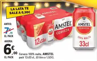 E.Leclerc Amstel - cerveza 100% malta oferta