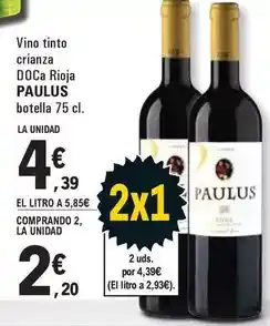 E.Leclerc Paulus - vino tinto crianza doca rioja oferta