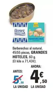 E.Leclerc Grandes hoteles - berberechos al natural, 45/55 piezas oferta
