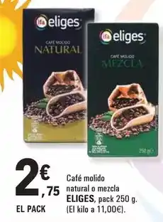 E.Leclerc Eliges - cafe molido natural o mezcla oferta