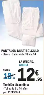 E.Leclerc Blanco - pantalón multibolsillo oferta