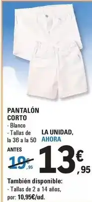 E.Leclerc Blanco - pantalón corto oferta