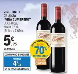 E.Leclerc Viña cumbrero - vino tinto crianza oferta