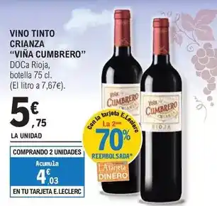 E.Leclerc Viña cumbrero - vino tinto crianza oferta