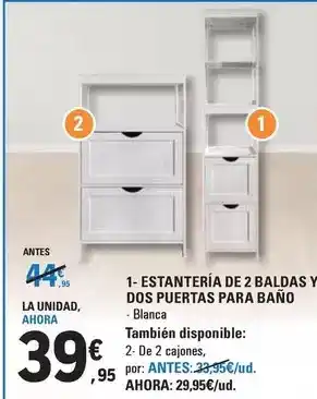E.Leclerc Estanteria de 2 baldas y dos puertas para bano oferta