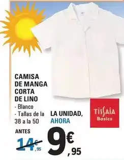 E.Leclerc Blanco - camisa de manga corta de lino oferta