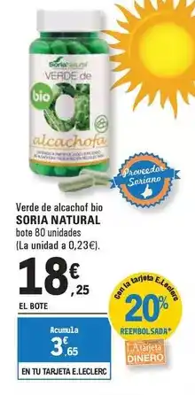 E.Leclerc Soria natural - verde de alcachofa bio oferta