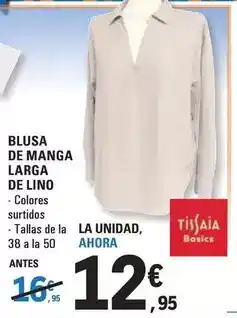 E.Leclerc Tissaia - blusa de manga larga de lino oferta