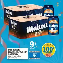 E.Leclerc Mahou - pack cerveza sin alcohol 0,0 tostada oferta