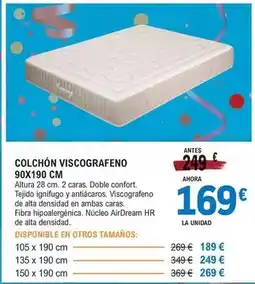 E.Leclerc Confort - colchon viscografeno 90x190 cm oferta