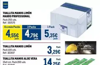 Makro Makro - toallita manos limón oferta