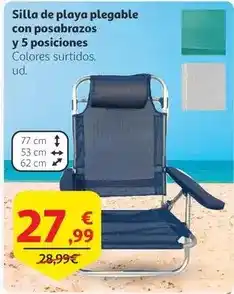 Alcampo Silla de playa plegable con posabrazos y 5 posiciones oferta