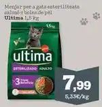 Sorli Ultima - menjar per a gats esterilitzats salmo o boles de pèl oferta