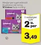 Sorli Whiskas - menjar per a gat seleccio de peixos o de carns oferta