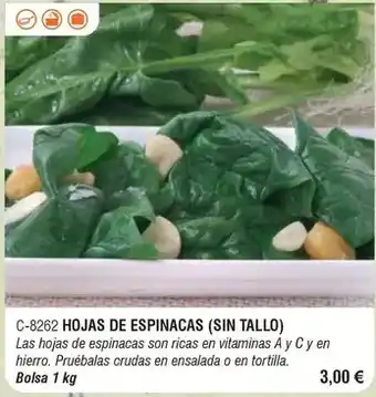 Abordo Hojas de espinacas oferta