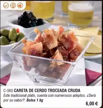 Abordo Careta de cerdo troceada cruda oferta