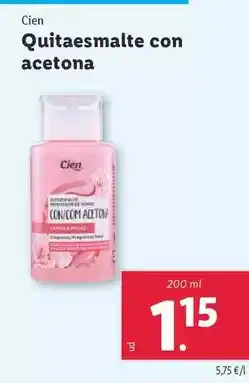 Lidl Cien - quitaesmalte con acetona oferta