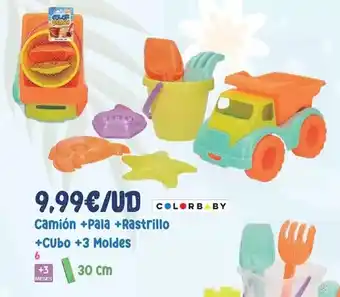 Juguetes Siutín Colorbaby - camión + pala + rastrillo + cubo +3 moldes oferta