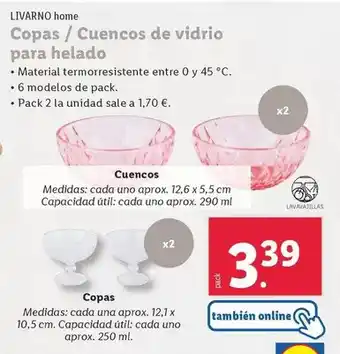 Lidl Livarno home - copas/ cuencos de vidrio para helado oferta