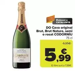Carrefour Codorniu - do cava original brut, brut nature, semi o rosat oferta