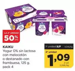 Alimerka Kaiku - yogur 0% sin lactosa con melocoton o destando con frambuesa oferta