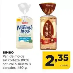 Alimerka Silueta - pan de molde sin corteza 100% natural o silueeta 8 cereales oferta