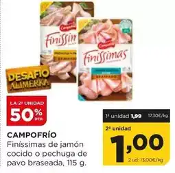 Alimerka Campofrío - finissimas de jamon cocido o pechuga de pavo braseada oferta