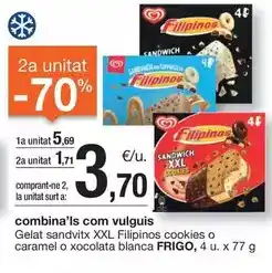 BonpreuEsclat Frigo - gelat sandvitx xxl filipinos cookies o caramel o xocolata blanca oferta