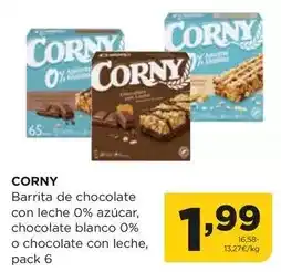 Alimerka Corny - barrita de chocolate con leche 0% azucar, chocolate blanco 0% o chocolate con leche oferta