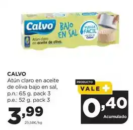 Alimerka Calvo - atun claro en aceite de oliva bajo en sal oferta