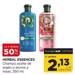 Alimerka Herbal essences - champú aceite de argan o aroma a rosas oferta