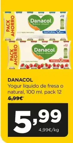 Alimerka Danacol - yogur liquido de fresa o natural oferta
