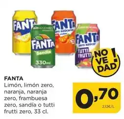 Alimerka Fanta - limón, limón zero, naranja, naranja zero, frambuesa zero, sandia o tutti frutti zero oferta