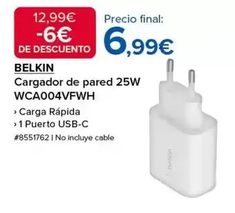 Costco Belkin - cargador de pared 25w wc004vfwh oferta