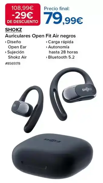 Costco Auriculares open fit air negros oferta