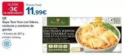 Costco Authentic - sopa tom yum con fideos, verduras y wontons de gambas oferta