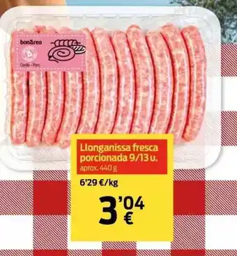 bonÀrea Llonganissa fresca porcionada oferta