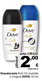 Masymas Dove - desodorante roll-on invisible o original oferta