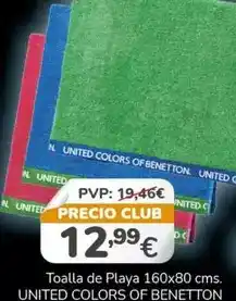 Masymas United colors of benetton - toalla de playa 160x80 cms oferta