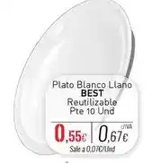 Cuevas Cash Best - plato blanco llano reutilizable oferta