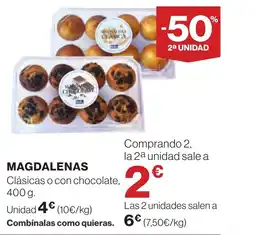 Supercor Magdalenas clásicas o con chocolate, oferta