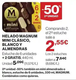 Supercor MAGNUM Helado mini clásico, blanco y almendras oferta