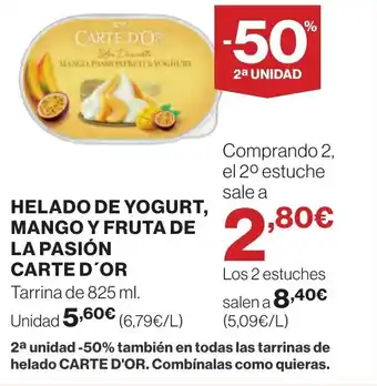 Supercor CARTE D'OR Helado de yogurt, mango y fruta de la pasión oferta