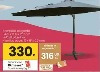 Eroski Sombrilla colgante oferta